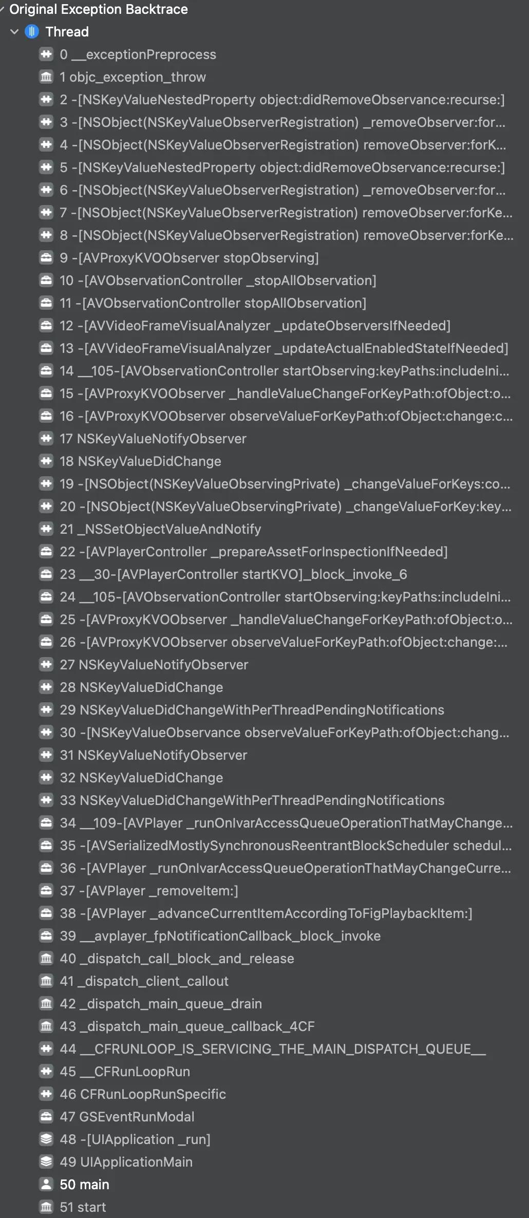 The offending backtrace